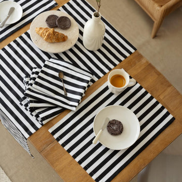 Zebra Desen Runner & 6'lı Supla Amerikan Servis Takımı