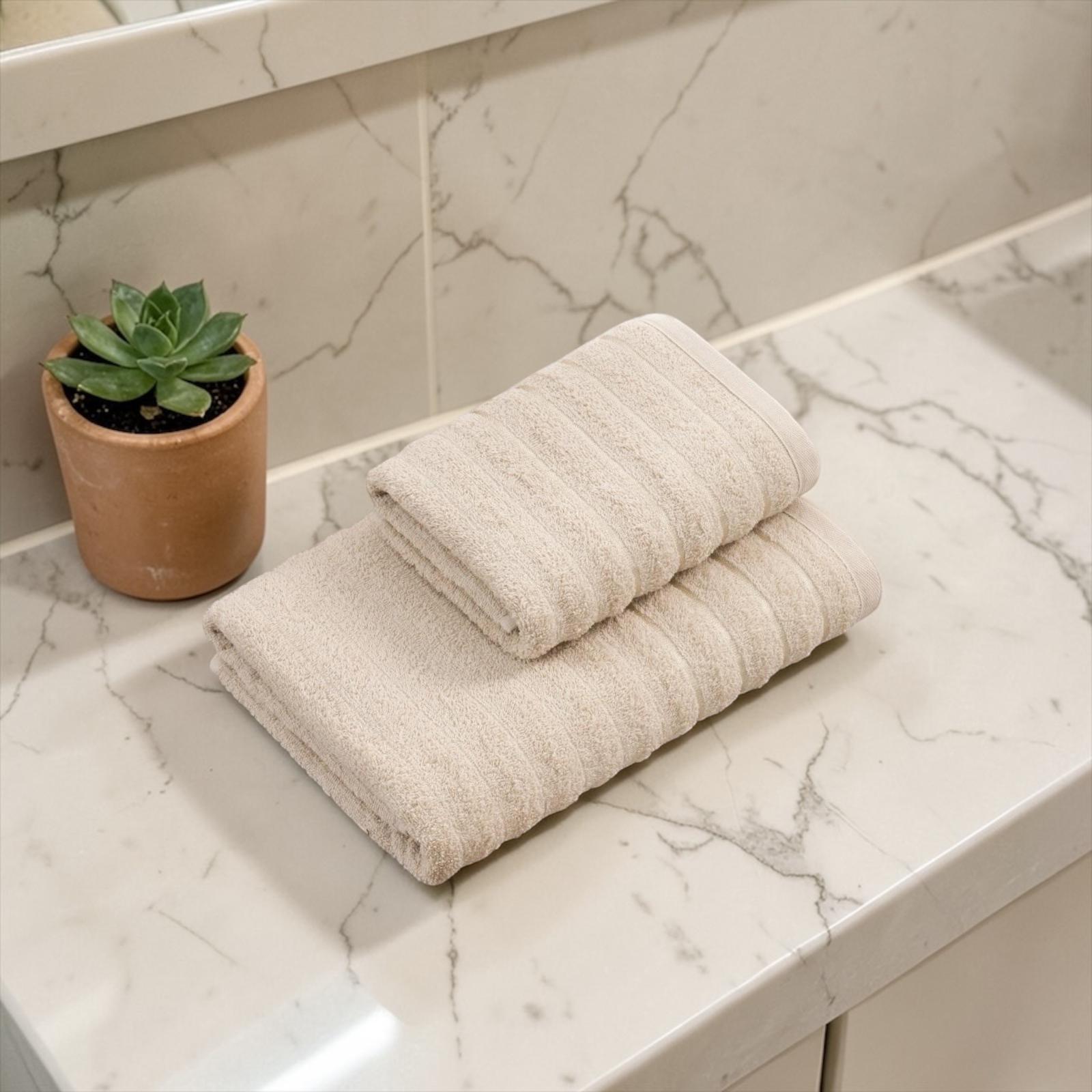 2'li Dalga Bej Banyo Havlu Seti