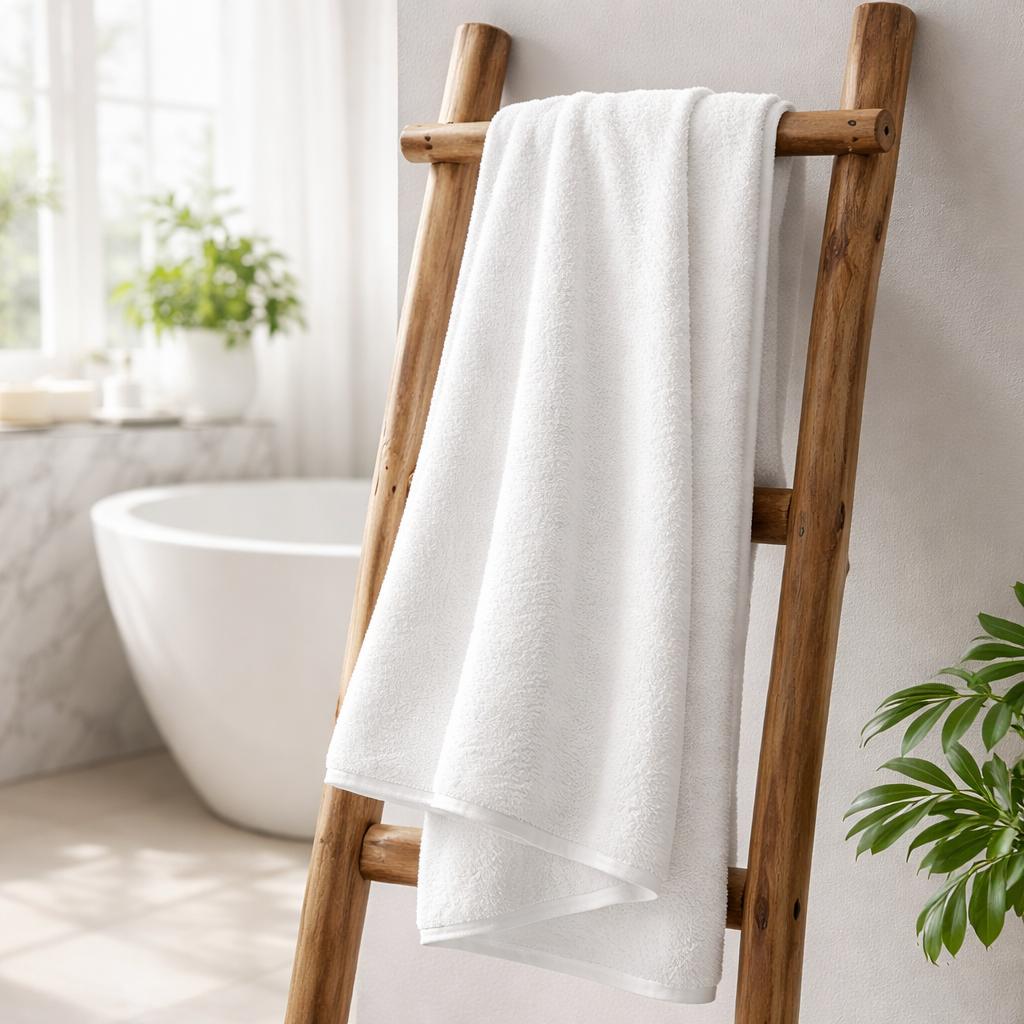 3'lü Beyaz Banyo Havlu Seti